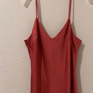 Forever 21 Satin Midi Slip Dress V Neck